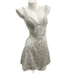 Fongt Pajamas 2025 Women's New High-End Printed Bows Small Breast With Chest Cushion Ice Ribbon Sling Skirt