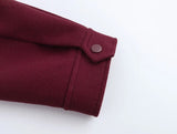 Burgundy Solid Baseball Jacket-Outfit