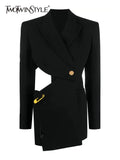 Cut Out Blazer For Women Notched Collar Long Sleeve Asymmetrical Backless Solid Blazers Female Spring Clothing