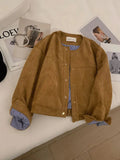 Brown Suede Stripe Lining Jacket-Outfit