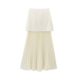 New Knitted Vest Knitted Spliced Medium-Length Half Skirt Suit-Outfit