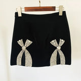 Fongt New Studded Bow Suit Jacket Open Half-Skirt Set