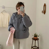 Winter Down Jacket Female Short Style 2024 Minority Korean Hooded White Duck Velvet Loose Puff Feeling Bread Coat Tide-Outfit