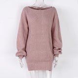 Shooting Autumn And Winter Long Sleeves Collar Casual Loose Knitted Sweater Skirt Burst Women's