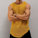 Fongt Men's Summer Thin Knitted Vests Men's Casual Solid Color New Knitwear