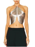 Fongt Wind Top 2025 Autumn And Winter New Out-To-Shoulder Fish Bone Slings Irregular Essohu Hanging Neck Vest Woman