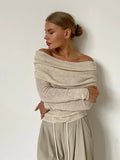 Fongt Knitted Shirt 2025 Spring Women Feel Solid Color Jacket Head Collar Long-Sleeved Knitting Shirt