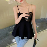 Bra Strap Tank Top Korean Summer Solid Color Slim Fit Fashion Style Versatile-Outfit