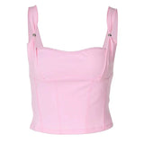 Pink Strappy Crop Top-Outfit