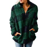 Fongt Autumn And Winter Explosion Coat Loosely Thick Lattice High-Necked Plush Coat Coat Woman