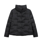 Autumn And Winter Trapezoidal White Duck Down Down Jacket Thin Loose Casual Big Lapel Collar Short Coat Tide-Outfit