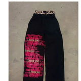 Fongt Popular Green Code Series Printed Young Single-Waisted Wide Leg Trousers Hot