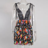 Sequined Deep V-Neck Backless Mini Dress-Outfit
