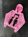 Fongt Zippered Musician Print Hoodie 2025 New Spring And Autumn Sweater Loose Couple Coat
