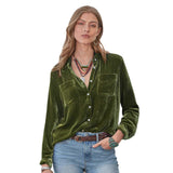 Fongt Golden Velvet Shirt Women's 2025 Long-Sleeved Velvet T-Shirt