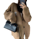 Fongt Wind Oversize Increase Thick Knit Letter Embroidered Sweater Coat Female Loose Autumn Winter Women's Clothing-Outfit