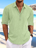 Fongt Men's 2025 Summer New Set-Fashion Teen Fashion Loose Long-Sleeved Home Casual Shirt.