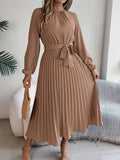 Autumn And Winter Elegant Long Sleeves To Close The Waist 100 Folding Dress Dress Women's