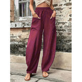 Solid Color Pocket Trousers With An