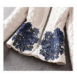 QUALITY New 2020 Fashion Winter Coat Women's Long Sleeve Stunning Embroidery Zipper Down Jacket Parka Size