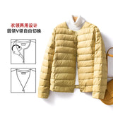 2024 New Light Down Jacket Female Short Round Neck Warm Inside Gallbladder Autumn Winter Without Collar Slim Large Size Coat-Outfit