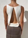 Women Backless Vest Tops Summer 2023 Sexy Sleeveless Deep V-neck Low Cut Ruched Tank Crop Tops Party Club Casual Tank-Outfit