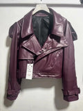 Fongt Women's Street Trend Locomotive Wind Sheep Leather Coat
