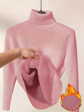 Fongt Thicken High-Neck Sweater Temperament Inside To Keep Warm Jacket Knitting