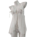 Fongt Pajamas Female Senior Lace Front Buckle Fork Mesh Slim Transparent Pure Desire Sling Aja Skirt Home Set