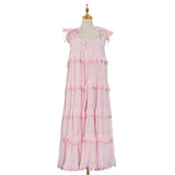 Elegant Sleeveless Women Dress Strapless Off Shoulder Oversized Ruffles Midi Dresses Female Fashion 2020