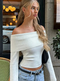 White Off-Shoulder Ribbed Top-Outfit