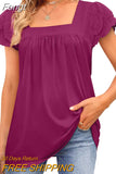 Double-layer Lace Short Sleeve Blouse Square Collar Elegant Women Shirt 2023 Sweet Women Clothing Solid Loose Tops