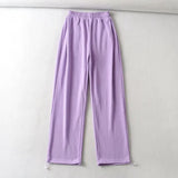 Summer New Wide-Legged Trousers Hong Kong Style Casual Floor Trousers Ladies Loose Exercise Leg Drawstring Trousers-Outfit