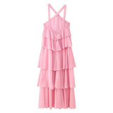 Fongt Women's Summer Three-Dimensional Flower Decoration Chiffon Sling Dress