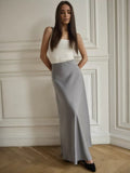 Skirt Spring 2024 Satin Face Ding Long High Purse Hip Drag Fishtail Skirt-Outfit