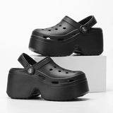 High Heels Wedges Clogs Women Mules 2024 New Chunky Platform Sandals for Women Summer Beach Thick Bottom Slippers Slides-Outfit