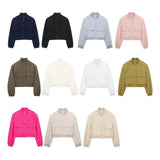 Autumn Women's Jacket Large Pocket French Solid Color Single Breasted Baseball Uniform Y13-69536-Outfit