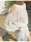 Fongt Spring And Summer New Small Fragrant Style Shorts Set Of Women's Long-Sleeved French Embroidery Tops Shenzhen South Oil Women's