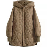Autumn And Winter New Down Jacket Female Long Loose White Duck Velvet Light Hooded Down Jacket Female Coat Tide-Outfit