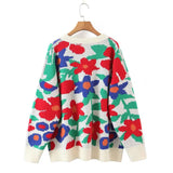 Embroidery Sweater Women Jumper O-neck Loose Thick Casual Female Sweaters Pullover 2022 Colorful Fashion Long Sleeve