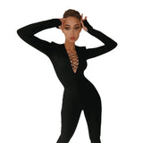 Fongt 2023 New Hollow Cross Strap Design Small Long Sleeve Bottom Solid Color