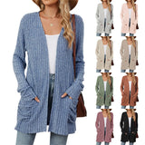 Fall / Winter 2024 Women's Knit Pocket Long Sleeve Casual Cardigan Coat-Outfit