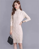 Twist Sweater Black Dress Women Casual Fall Winter Warm Blue Knitted Bottomed Dresses Oversized Elegant Vestido