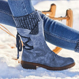 Boots Women Basic Women Mid-Calf Boots Round Toe Zip Platform Decor Female Shoes Warm Lace Up Boots