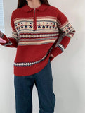 Half Zip Christmas Knit Pullover-Outfit