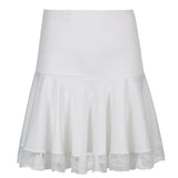 Basic Versatile Stretchy High-waisted Lace Stitching Short Skirt Casual Vintage Harajuku Women 2020 Black Mini