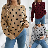Shooting 2025 Autumn And Winter Casual Crash Color Wave Point Long-Sleeved Jacket Sweater Women's