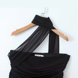 New Spring Anti-Slip Strip Irregular Sexy Neck-Hanging Blouse-Outfit