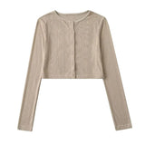 Trend Spice Girls Single-Breasted Solid Color Cardigan Small Coat Off The Shelves New Solid Color Short Style Blouse-Outfit