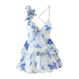Fongt Women's Explosive V-Neck Flower Tender Dress Dress